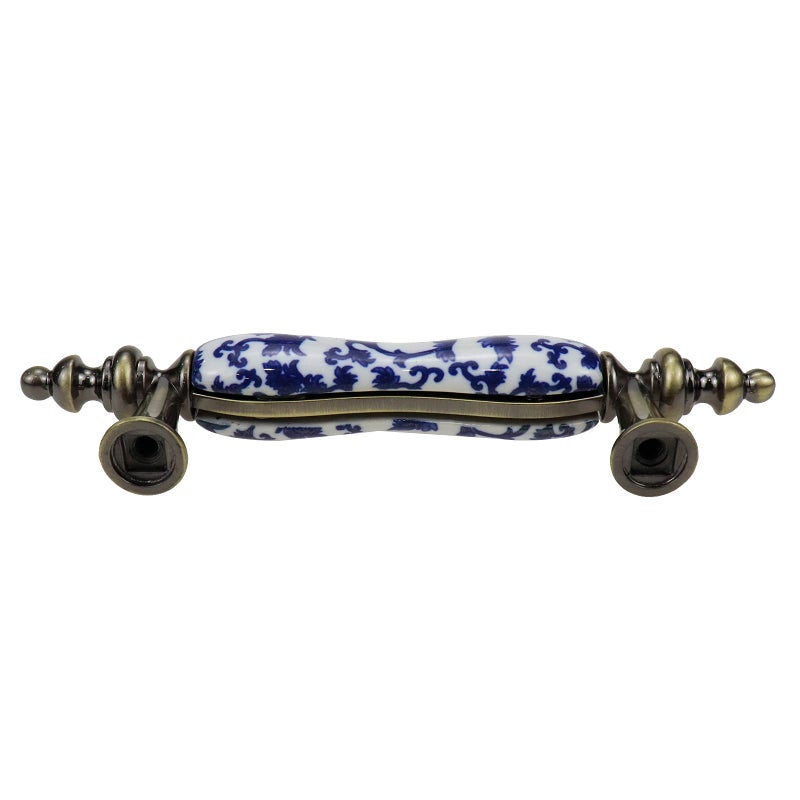 Mcredy Cabinet Pulls Ceramic Door Knobs Painted Cabinet Drawer Wardrobe Pull Handles Blue and White Porcelain Pattern with Screws T Pull Handles Pack of 4 - Image 4